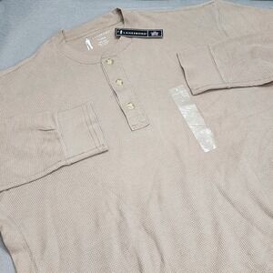 Lanesboro Henley Shirt Light Brown Thermal Waffle Knit Mens XL New